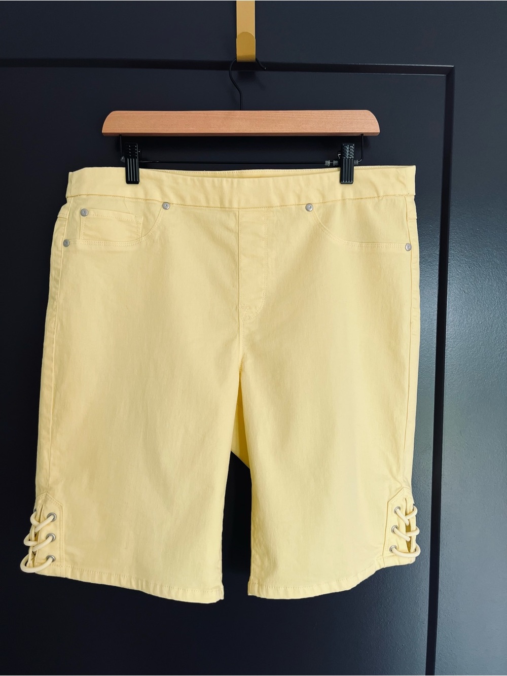 Tribal Yellow Lace-Up Bermuda Shorts
